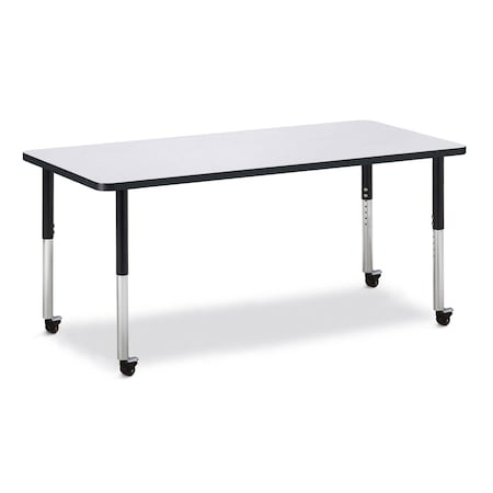 Jonti-Craft Berries Rectangle Activity Table, 30 in. x 72 in., Mobile, Freckled Gray/Black/Black 6413JCM180